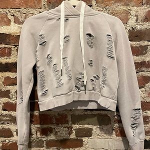 Distressed crop sweatshirt
